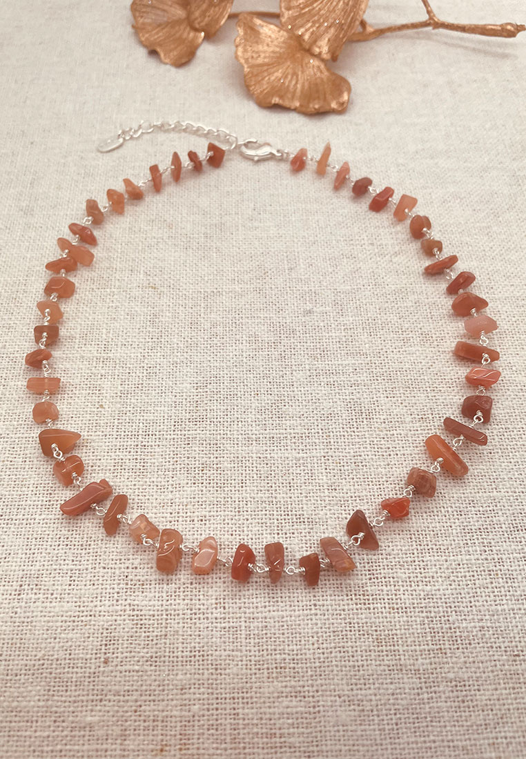 Steinkette peach moonstone gold